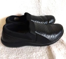 Alegria Black Faux Leather Slip On Shoes Non Marking Slip Resistant DUE-7883