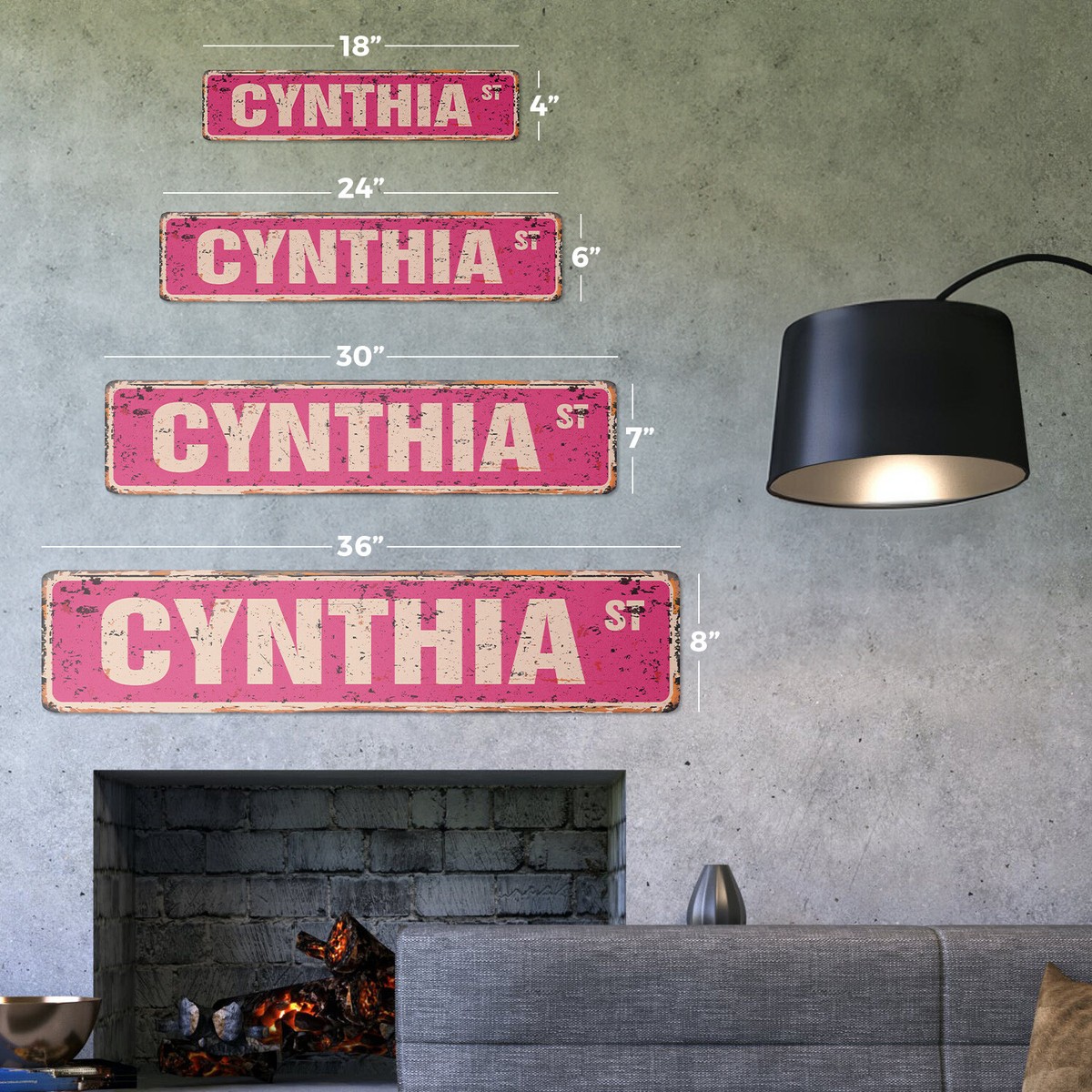 vintage old signboard 看板 CYNTHIA Vintage Street Sign Childrens Name Room| Indoor