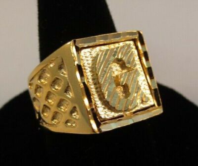 Hommes 14KT Or EP Bling Lettre G Initiale Hip Hop Bague Taille 13 USA  Vendeur