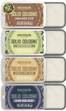 Solid Cologne for Men, Cedar Wood, Clary Sage, Vetiver, Sandalwood, 4 Pack,4x14g