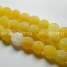 Natural 8mm Yellow Dream Fire Dragon Veins Agate Onyx Round Loose Beads 15''