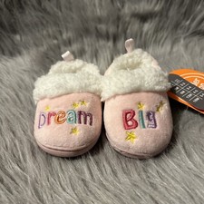 Wonder Nation Slippers Baby Girls Size 2 Dream Big Pink Slip On Lined Shoes