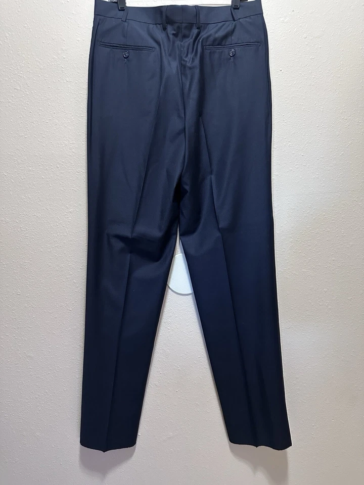 Pantalones de vestir Gino Valentino Super 150's Milano para hombre azul marino talla 35 nuevos con etiquetas lana Foto 3 de 4