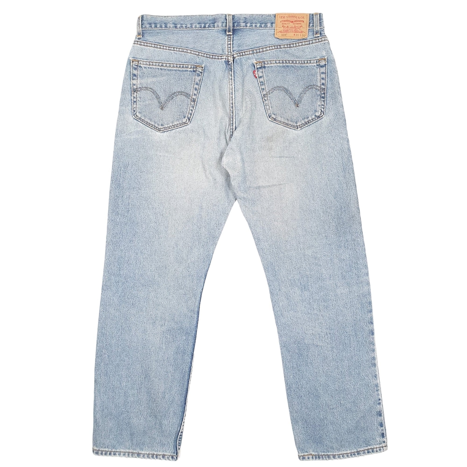 LEVIS 505 Jeans Regular Fit Blue Denim Trousers Mens W36 L30 image 3