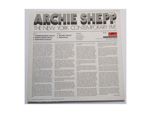 Archie Shepp & The New York Contemporary Five Vol.2 - LP - Picture 2 of 3