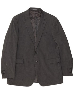 JAEGER Herren 2 Knopf Blazer Sakko UK 44 2XL Grau Nadelstreifen Polyester DJ21