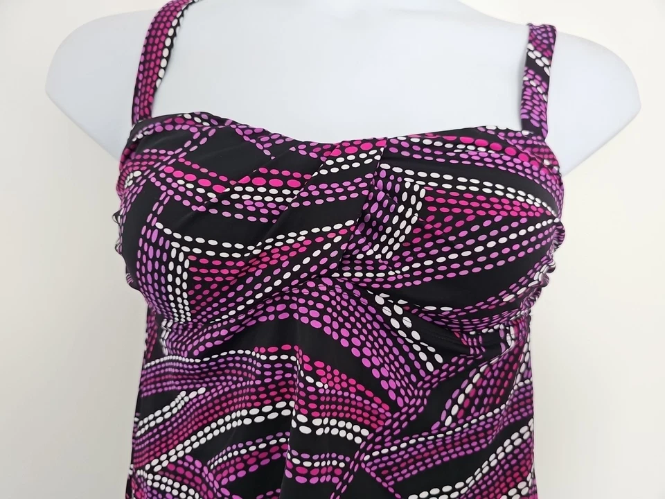 Traje de baño Sonoma Tankini Top Talla 14 Multicolor Lunares Retorcido Frontal Estante Sujetador Foto 3 de 4