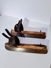 Antique Wood Steel Ice Skates ca. 1850s - J R Murphy - Unique Display Piece