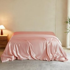 Luxury King Silk Duvet Cover, Extra Soft, King 102" x 91" Charming Pink