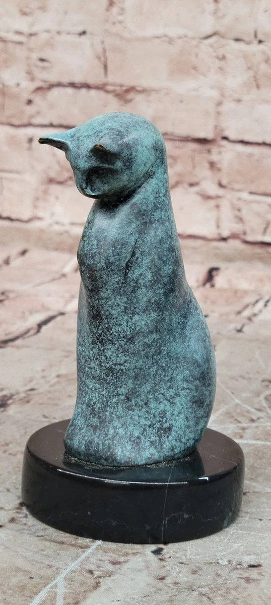Bronze Cat Statue Sculpture Home Decor Mid Century Vintage Artwork Figure Decor