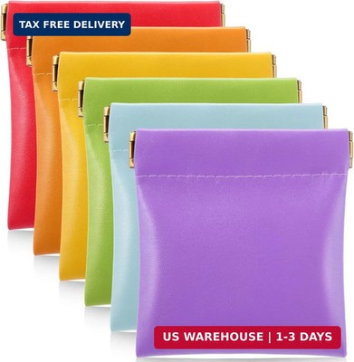 6 Pcs PU Squeeze Small Coin Purse Pouch Change Holder Waterproof Portable Makeup