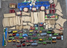 Vintage HUGE LOT Thomas  Friends Wooden Railway Trains Tracks And More 200 Pc