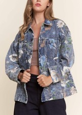 Floral Print Denim Long Sleeve Jacket