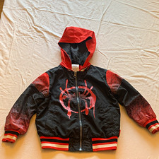 Disney Spider-Man Boys Hooded Full Zip Jacket Black/Red Graphic Print Size 3