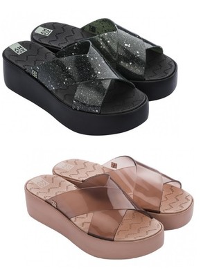 Zaxy Wonder TAM FEM Slipper Green Glitter - Nude Transparent