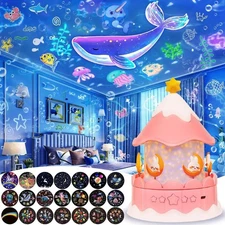 Projector Night Light for Kids + 21 Sets of Films, Kids Night Light Projector