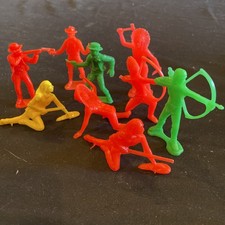 Vintage  Cowboys and Indians  Plastic Figurines Assorted Colors, 3inc LOT OF 9