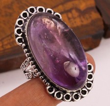 Amethyst 925 Silver Plated Handmade Ring of US Size 7