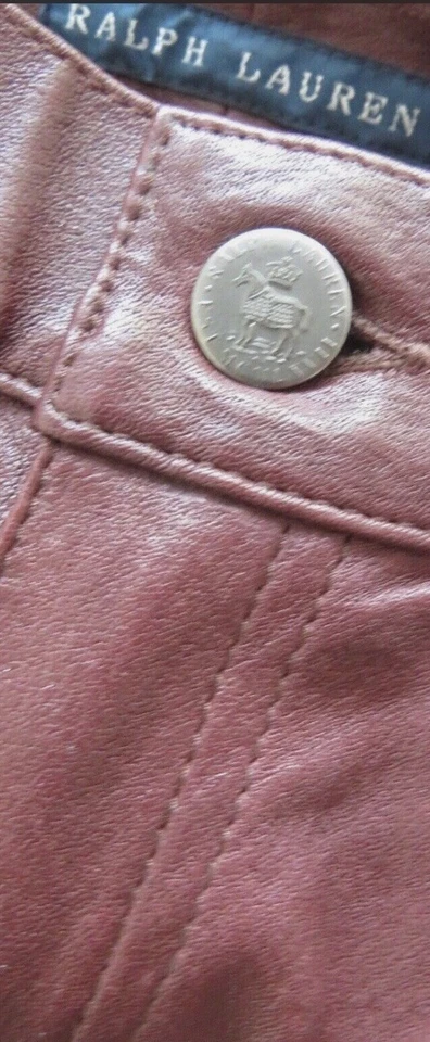 Ralph Lauren Lamm Leder Stretch Hose Gr. 36 Bordeaux Rot Hochwertig ! Einmal Get - Bild 4 von 4