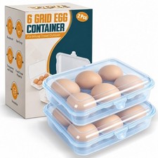 2Pcs ZPU Egg Holder Camping 6 Grid Egg Container Plastic Egg Carrier