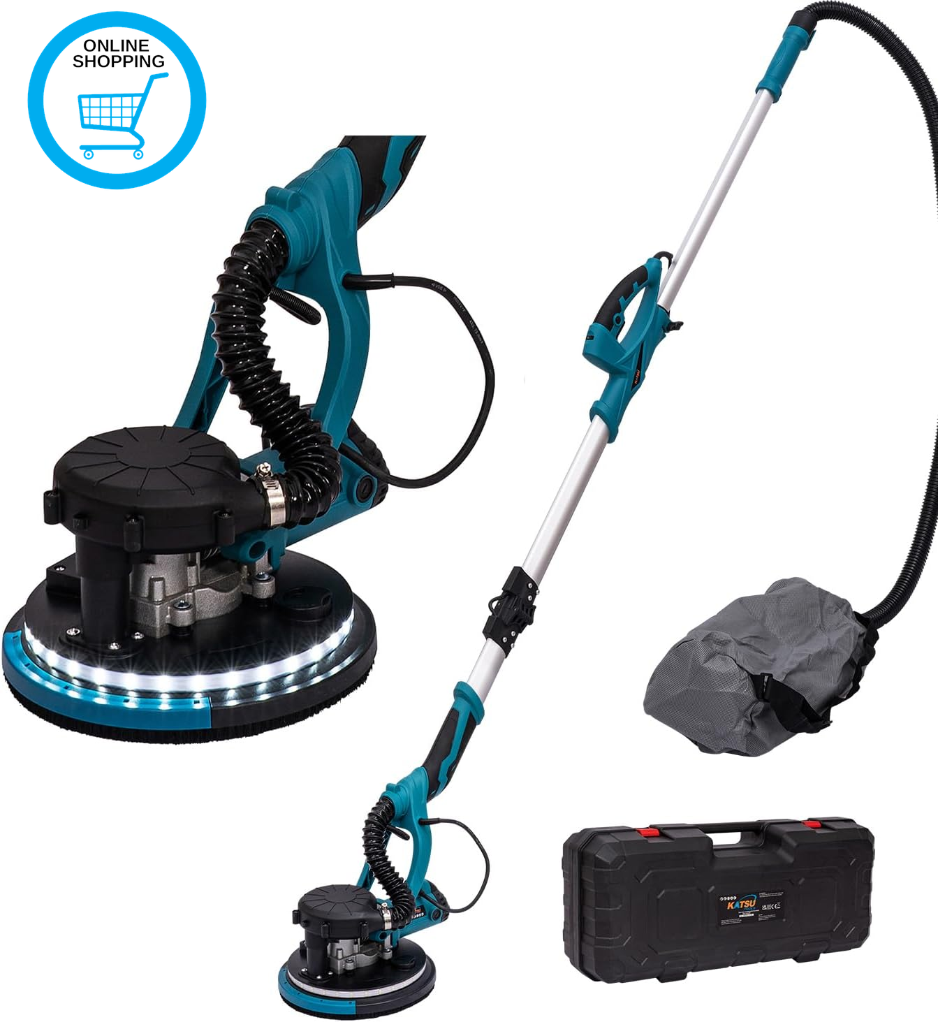 Quality Upgraded Electric Drywall Sander 800W with Telescopic Foldable Handle, V