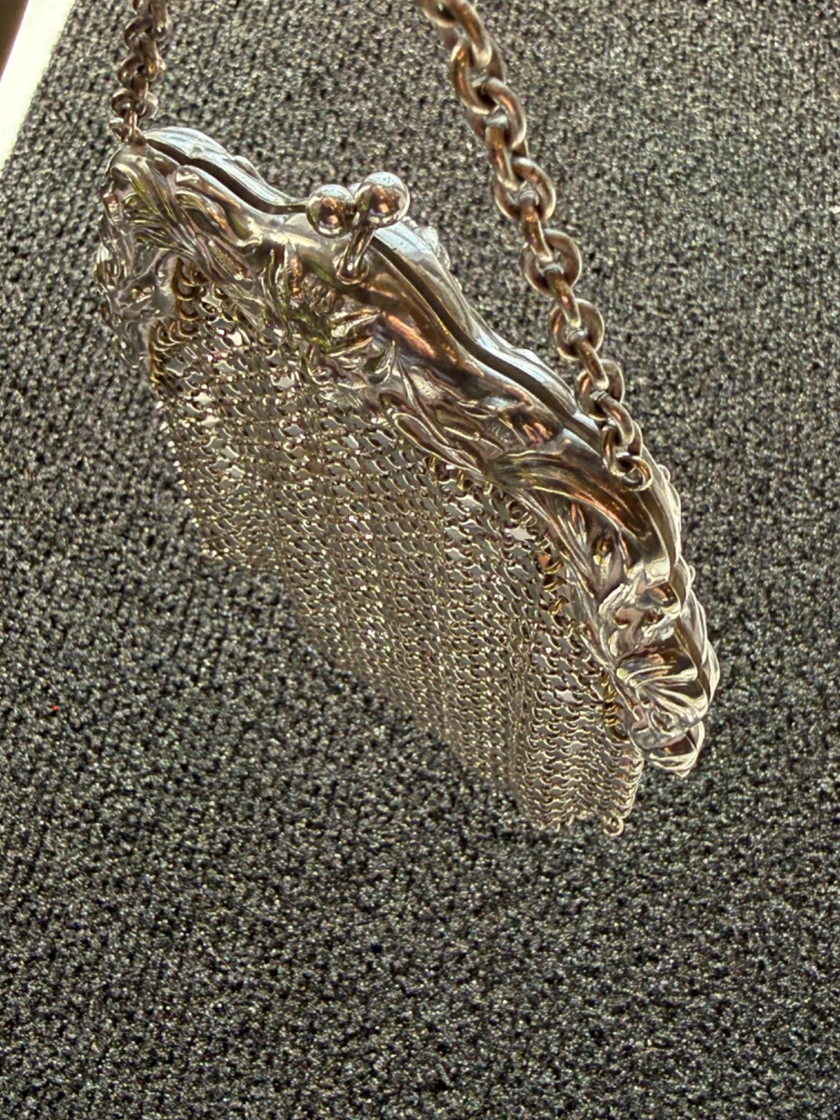 Antique German Silver Chatelaine Mesh Purse - image 20