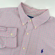 Ralph Lauren Button Down Mens XL Pink Plaid Classic Fit Long Sleeve Shirt