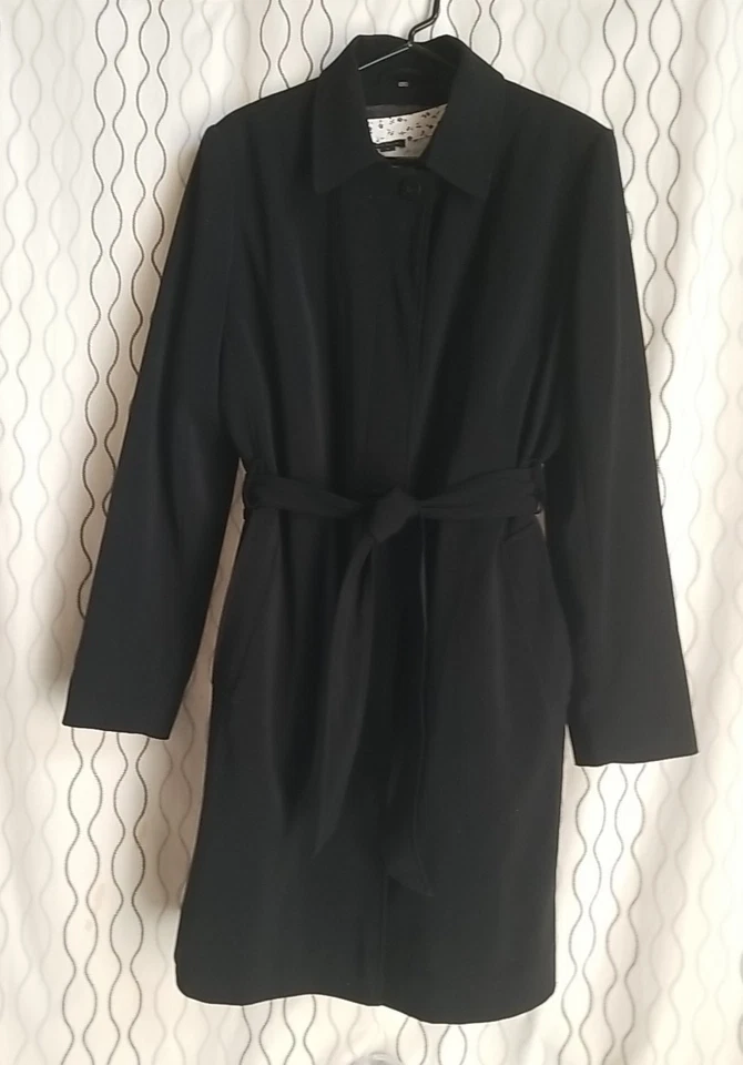 London Fog Trench Coat Womens Black Belted Button Front Jacket Size XL - Image 3 of 4