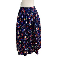 Herman Geist Women's Vintage Nautical Pleated Skirt Vacation Beach Cotton 12