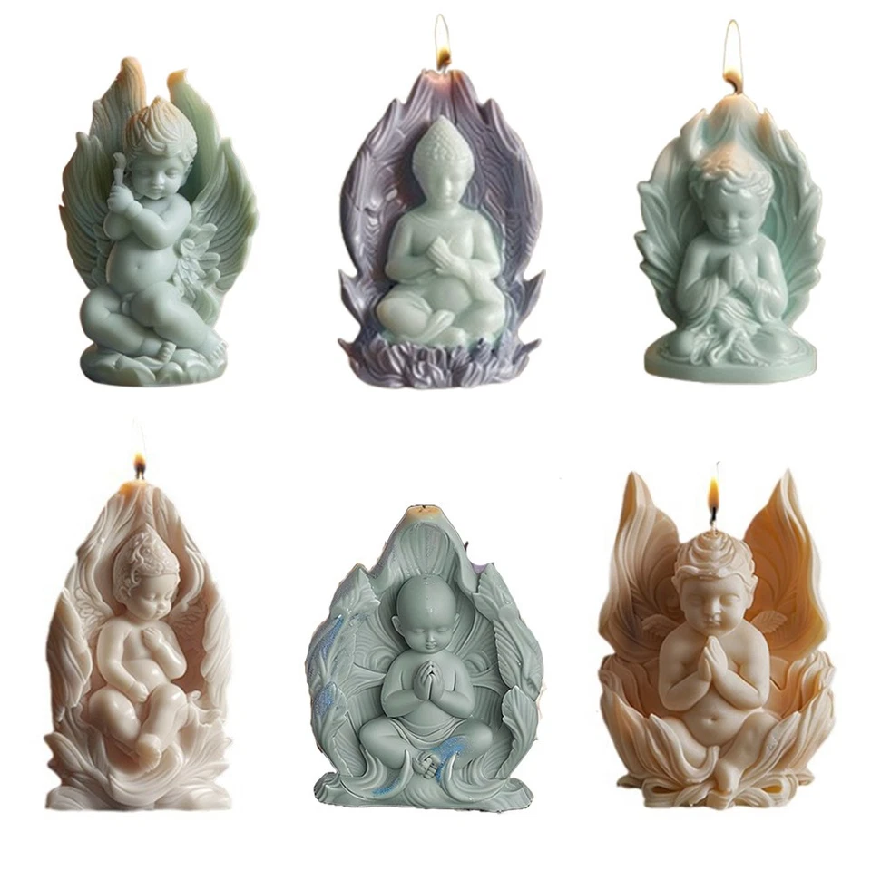 Molde para velas Little Angel silicona hormigón yeso reutilizable decoración del hogar molde hágalo usted mismo Foto 2 de 4