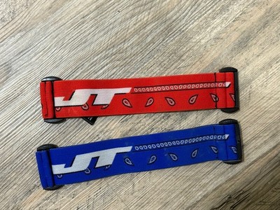 2 JT Spectra Proflex Woven Goggle Strap - Bandana Red and blue