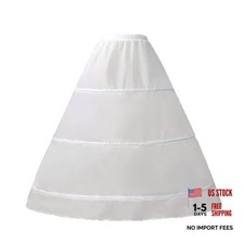 Women's Crinoline Petticoat A-line 3-Hoop underskirt suitable One Size White