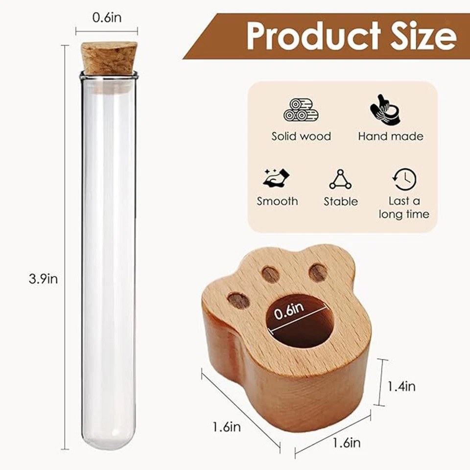 Cat Whisker Jar Paw Shaped Wood Base Memorial Gift Souvenir Pet Keepsake Box Pet