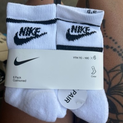 Nike Boys Girls 6-Pair Cushioned Ankle Socks Youth Shoe Sz 10C 3Y