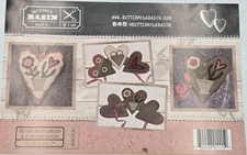 HEART NEEDLEKEEP & HANGING HEART Primitive Wool Pattern Buttermilk Basin