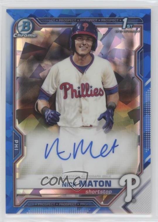 2021 Bowman Sapphire Edition Chrome Prospects Nick Maton #BSPA-NM Auto 0nr3