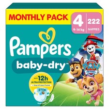 Baby-Dry Paw Patrol Edition Size 4, 222 Nappies, 9kg-14kg, Monthly Pack, Up t... 0.21 per nappy