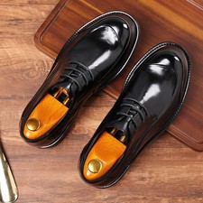 British Men's Leather Shoes New Business Casual Round Toe Brown Round Toe Shoes