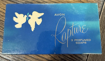 Avon Rapture 3 Perfumed Soaps NEW In Never opened Sealed Box 1960-1970 VTG Doves