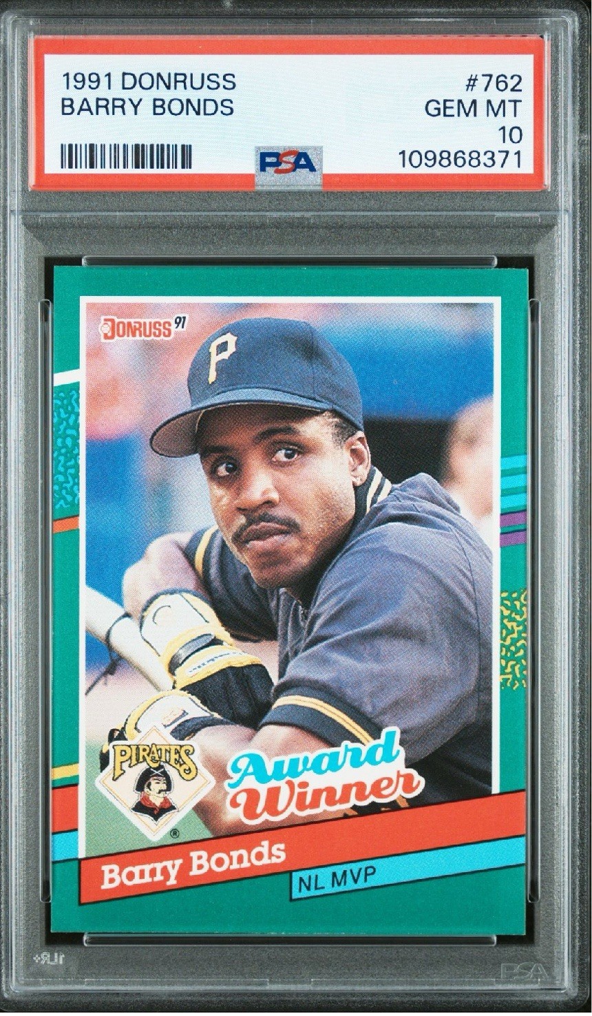 1991 Donruss Barry Bonds #762 PSA 10. 1st NL MVP LOW POP