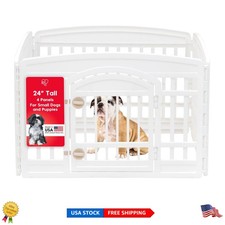 Easy Assembly 24" White Dog Playpen for Puppies and Small Dogs - 4 Panels