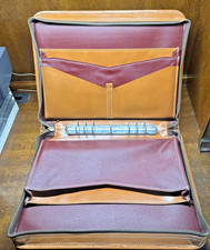 Vintage XL 7 Ring Planner Notebook w/ Zipper 18" x 14" x 3" - Brown Leather