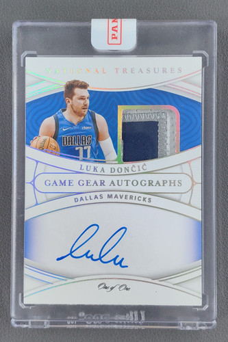 2021-22 Panini National Treasures Luka Doncic Game Gear Auto Patch Platinum 1/1
