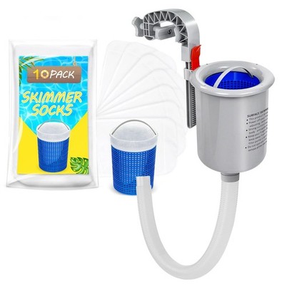 Above Ground Pool Skimmer with 10-Pack Skimmer Socks, Wall Mount Surface Skim...