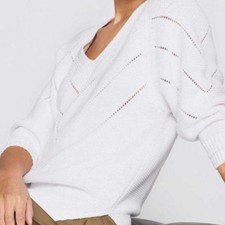 Brochu Walker Decker V-Neck Cotton-Blend Sweater White M