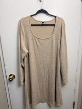 Old Navy Women's Beige Ribbed Knit Scoop Neck Long Sleeve Dress XXL