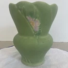 Vintage Weller Art Pottery Floral Art Deco Vase Scalloped Edge Ceramic B-4