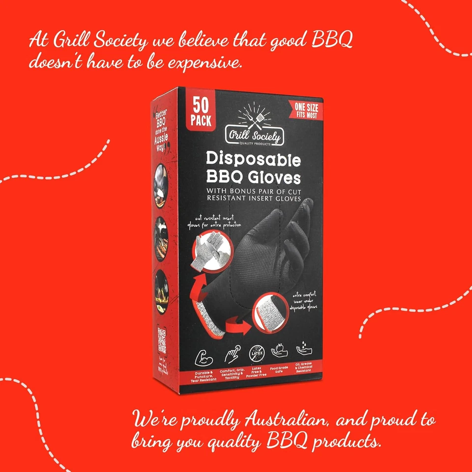 50Pack Disposable Black Nitrile BBQ Gloves with Cotton Liners Food Grade Cooking - image 2 of 4