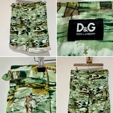 Vintage D&G Dolce & Gabbana Hawaiian Print Surfer Board Bermuda Shorts Size 48