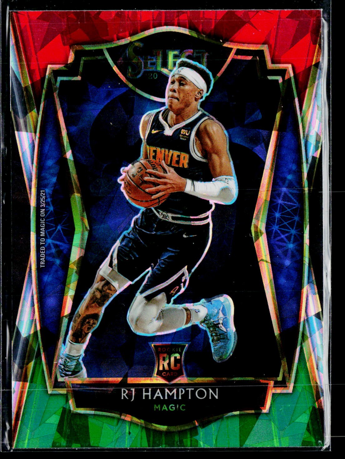 2020-21 Panini Select #195 RJ Hampton Red White Green Cracked Ice